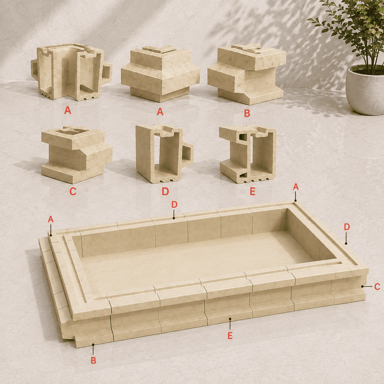 Casted Corner, Extruded Perimeter Block AI